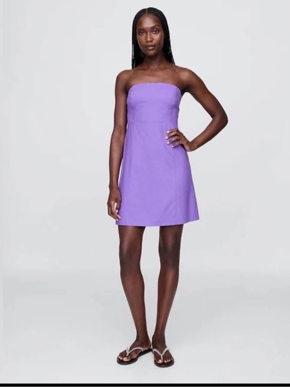 NWT Gap Linen-blend Mini Dress size Large in Purple - Picture 5 of 5